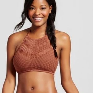 Xhiliration Burnt Orange Knit Swim Top Size XL